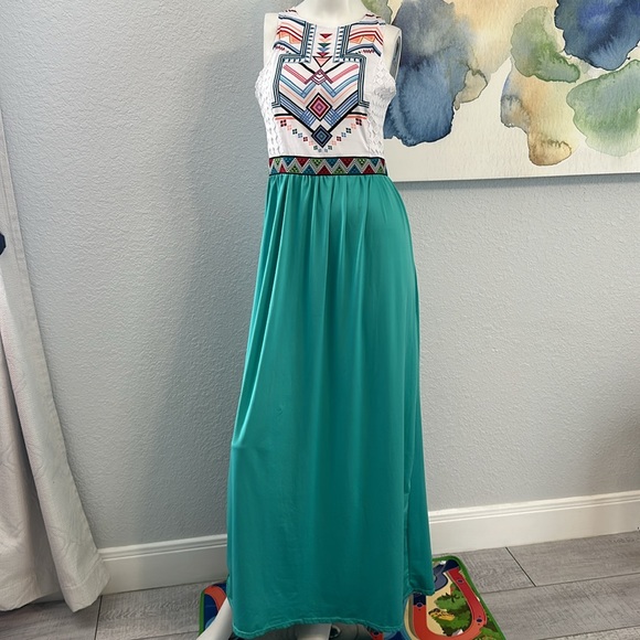 TROPICAL PRINT FLOWING BOHO DRESS BY XJF. MC - Picture 3 of 10